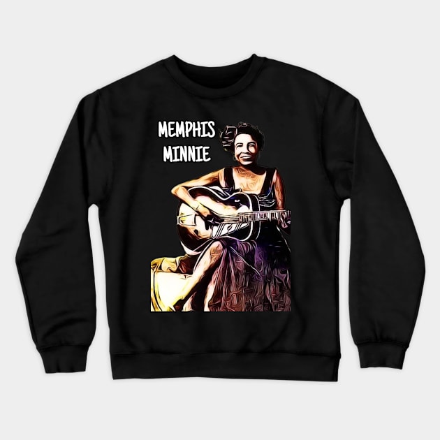 Memphis Minnie Blues Guitarist Crewneck Sweatshirt by BubbleMench